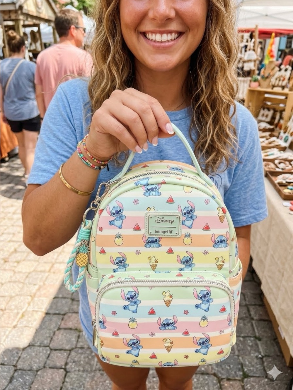 Loungefly Disney Lilo & Stitch Rainbow Fruit Convertible Mini Backpack Retired